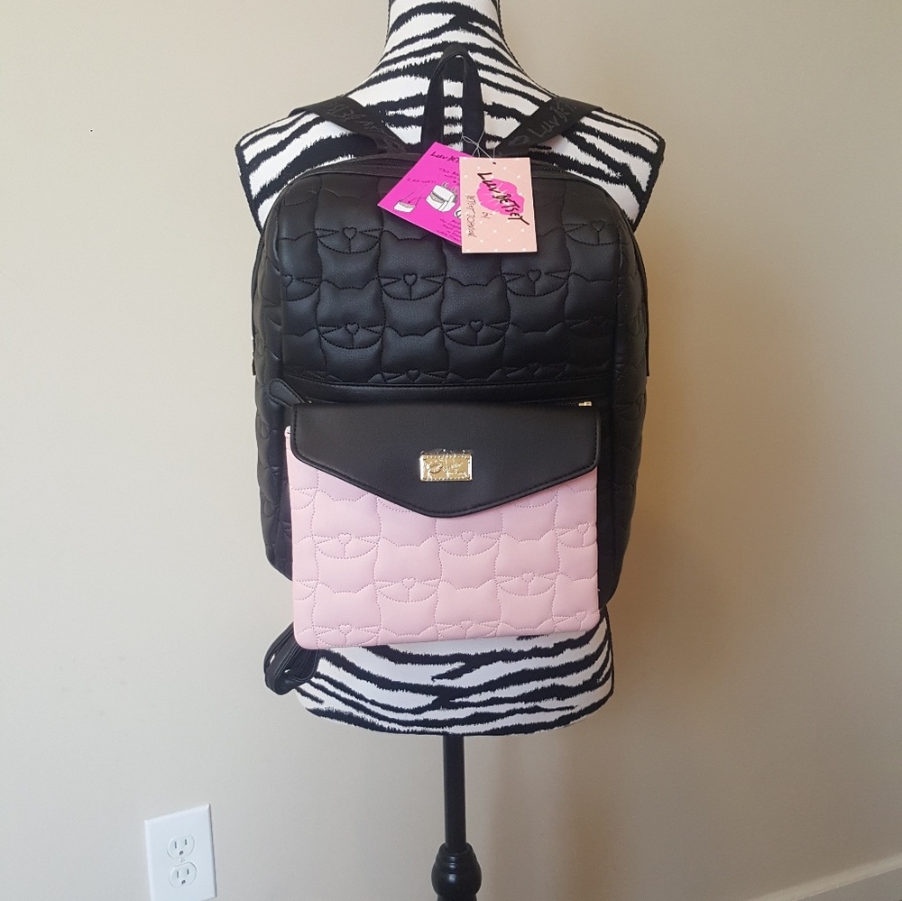 Betsey Johnson Backpack Kitty Black Pink NWOT